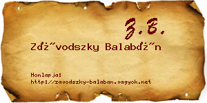Závodszky Balabán névjegykártya